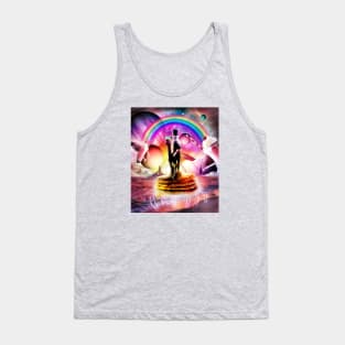 White Owl Riding Llama on top of Pancakes Tank Top